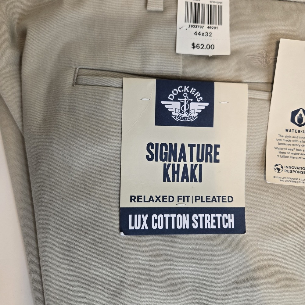 DockERS Men's‎ Signature Khaki Pants 38x30 Slim Smart 360 Tech Flat Front